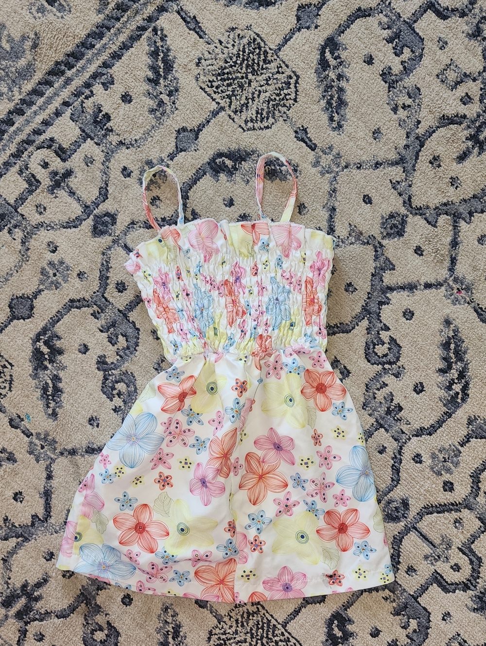 Girls Floral Smocked Sundress - Pastel Multi
